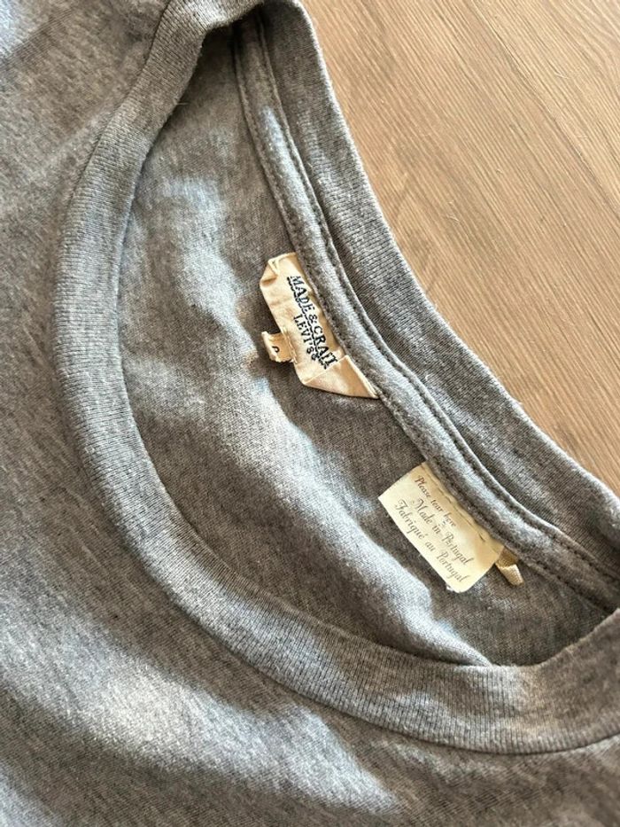 T-shirt à poche gris Single Stitch Made in Portugal - Taille XS - Neuf - photo numéro 4