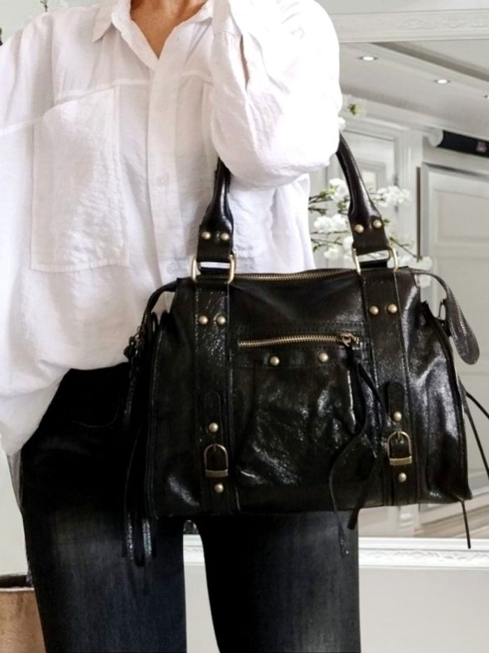 Sac bowling cuir taille standard noir irisé - photo numéro 2