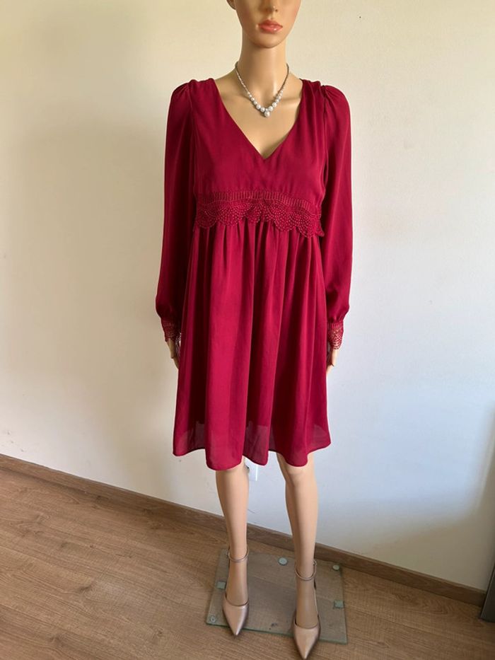 Robe bordeaux à manches longues Naf Naf taille 36 jamais portée - photo numéro 3