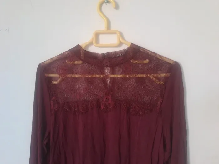 Blouse Bordeaux à dentelle Pimkie Taille L - photo numéro 2
