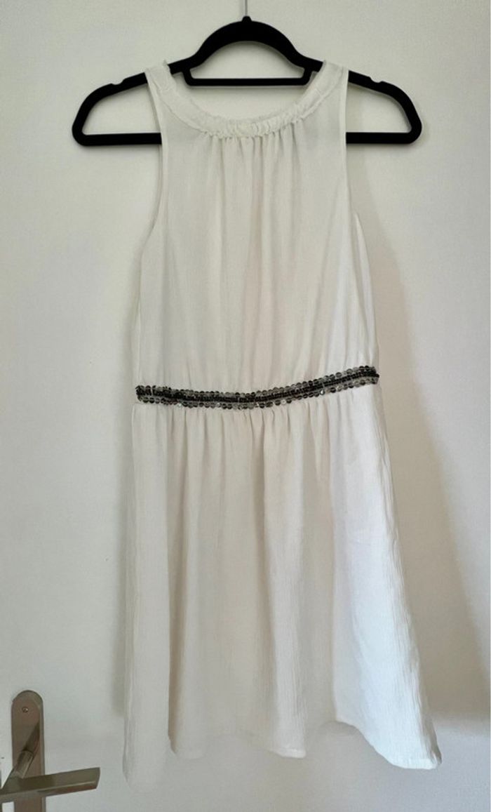Robe d’été blanche sequins argentés taille S - photo numéro 2