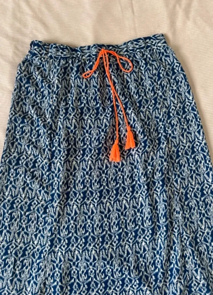 Jupe longue bohème bleu blanc taille L legere - photo numéro 4