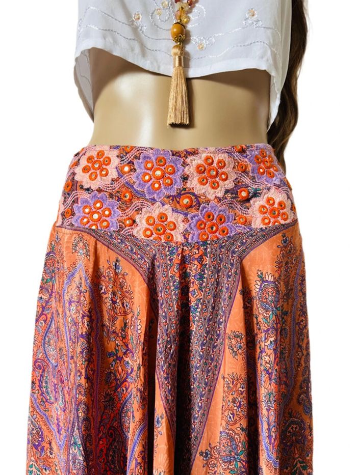 🪷Jupe-culotte indienne boho chic hippie Indian embroidered paisley skirt-culottes🪷 - photo numéro 10
