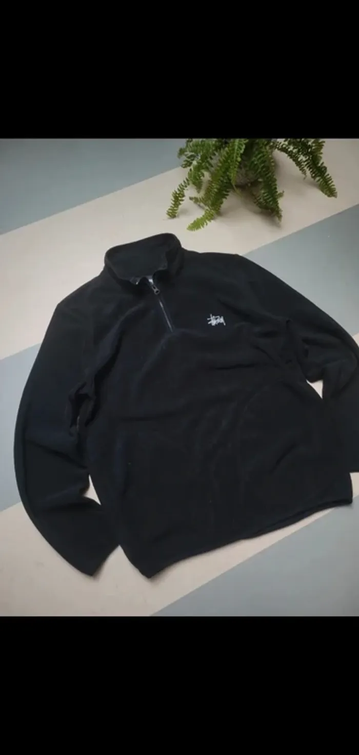 Pull gilet sweat veste stussy noir polaire S - photo numéro 4
