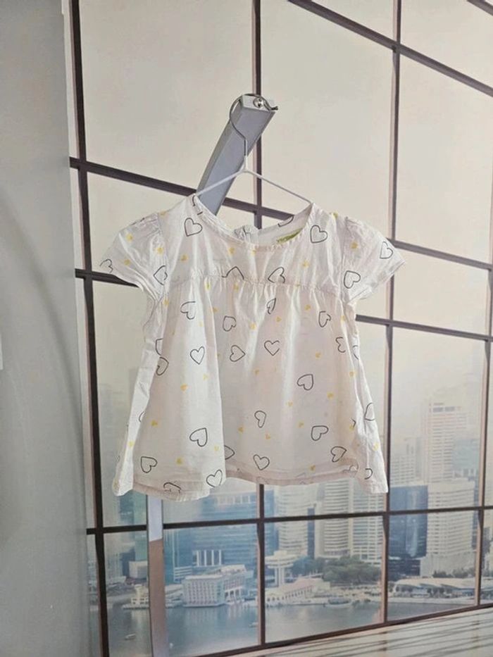 T-shirt léger style blouse motif cœur Vertbaudet taille 3 ans / 94 cm - photo numéro 7