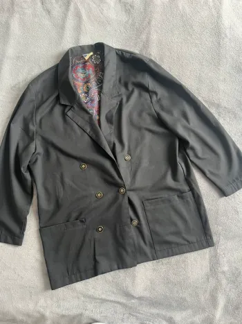Blazer noir vintage Yessica – Doublure paisley colorée – T.L
