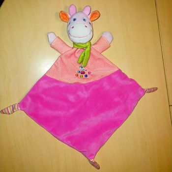 Doudou vache plat en losange rose Mots d'enfant