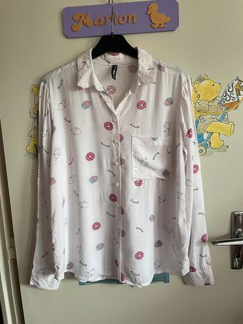 Chemise à manches longues blanche à motifs mignons, taille Xs, marque FB Sister