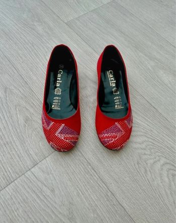 Ballerines rouges en cuir - Pointure 36 - Carla - Neuves