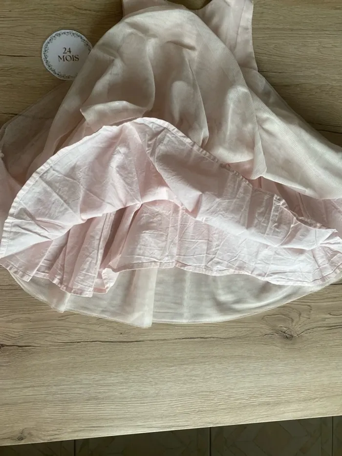 Robe de cérémonie rose tulle fleurs bébé fille 24 mois H&M - photo numéro 5