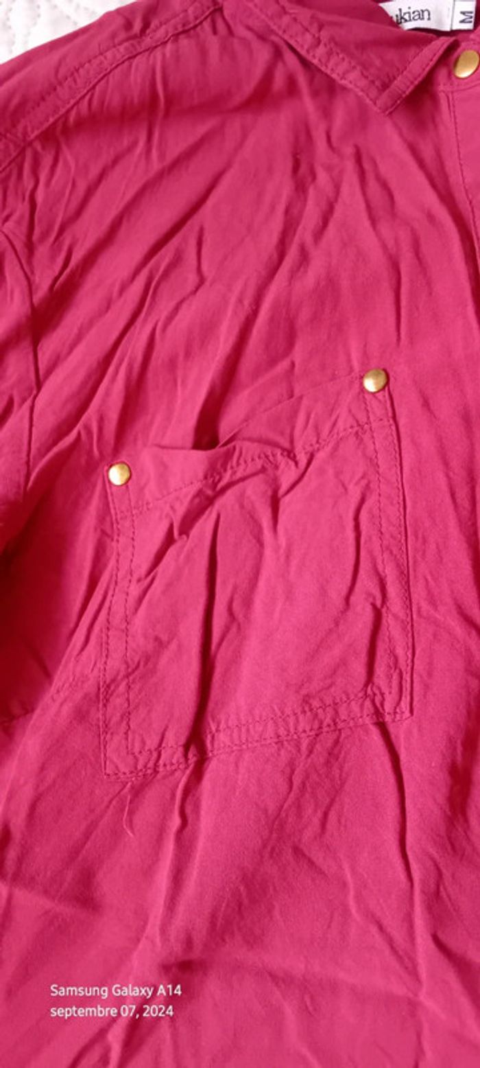 Chemise boutons dorés manches réglables framboise femme M manoukian - photo numéro 12