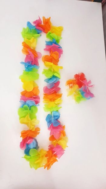 Ensemble lot bijoux fantaisie déguisement collier et bracelet de fleurs