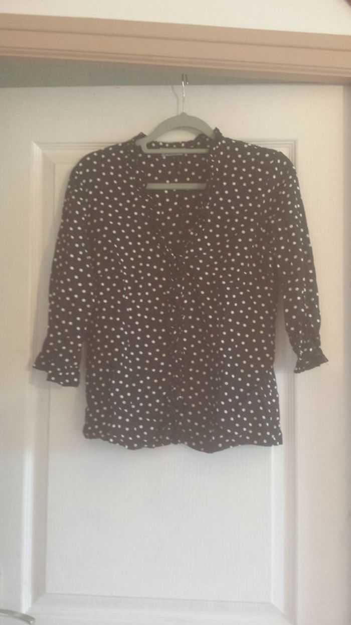 Chemisier noir à pois blancs, 38