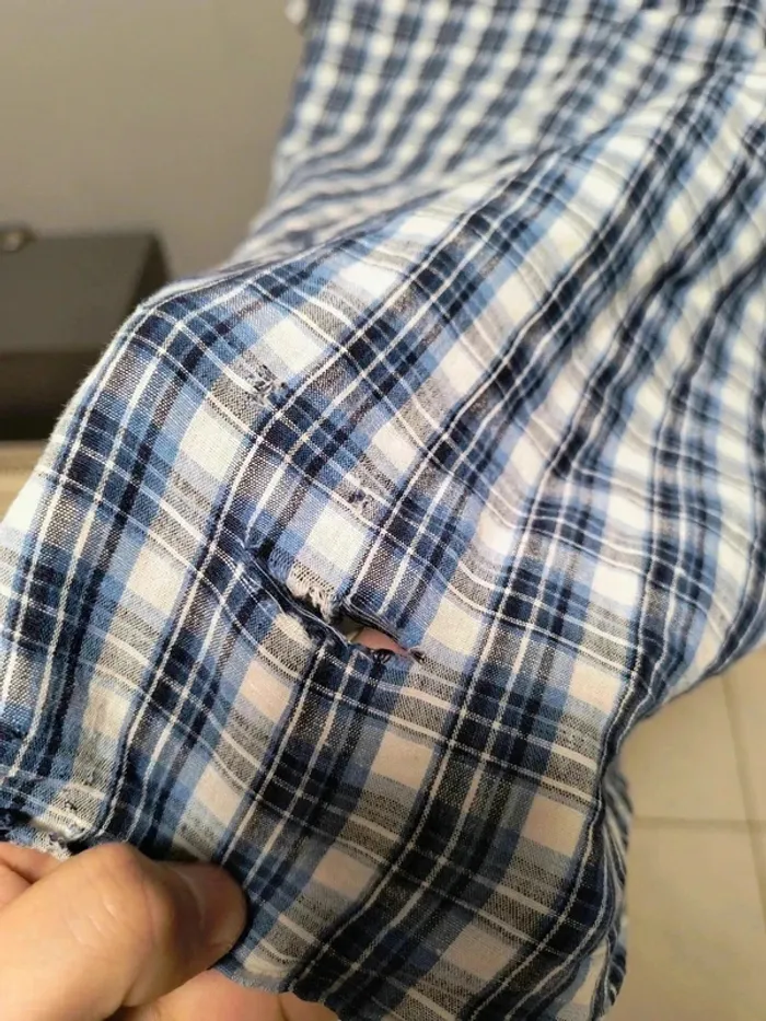 Chemise Ralph Lauren à carreaux bleu vintage Y2K – Custom Fit – Homme L - photo numéro 7