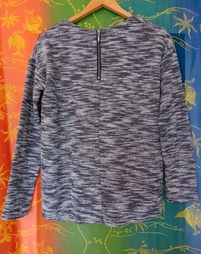 Pull camaïeu gris blanc M - photo numéro 8