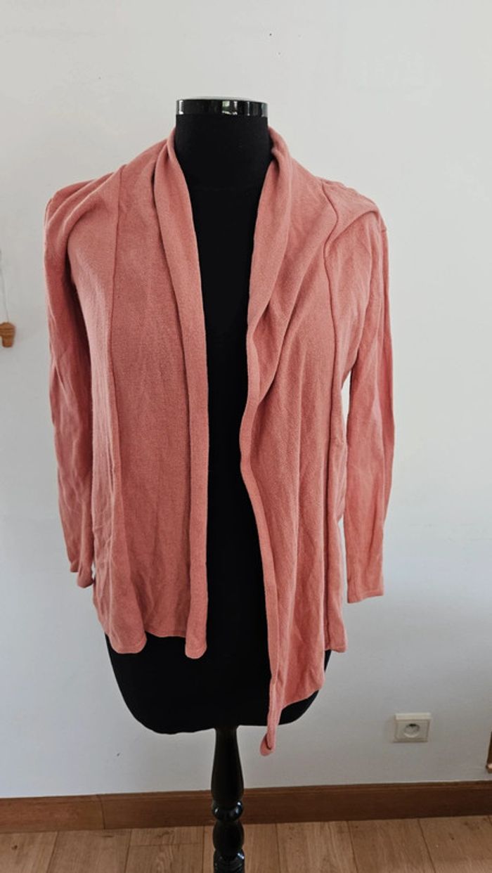 Gilet long à manches longues, saumon, Kiabi, 10 ans - photo numéro 2