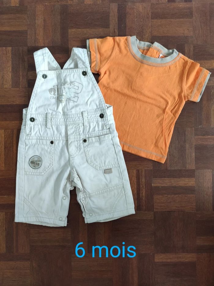 Ensemble salopette et t-shirt 6 mois