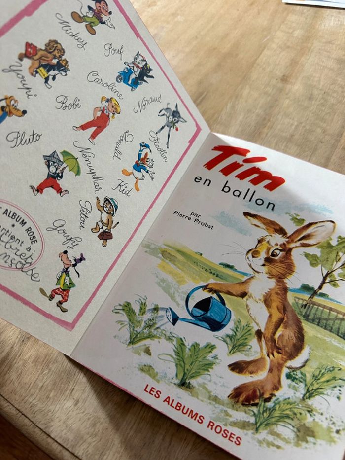 Les albums roses Hachette livre ancien vintage Tim en Ballon Pierre Probst lièvre lapin - photo numéro 3