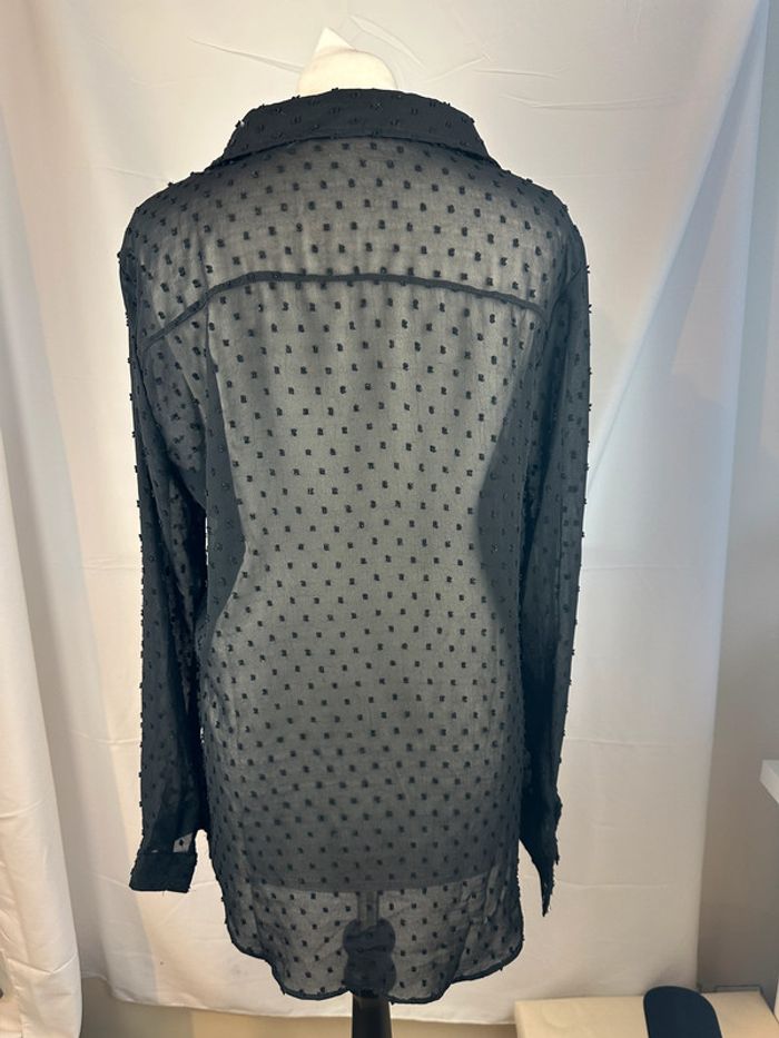 Chemise Blouse Noire Plumetis Blouse Semi-transparente En Plumetis