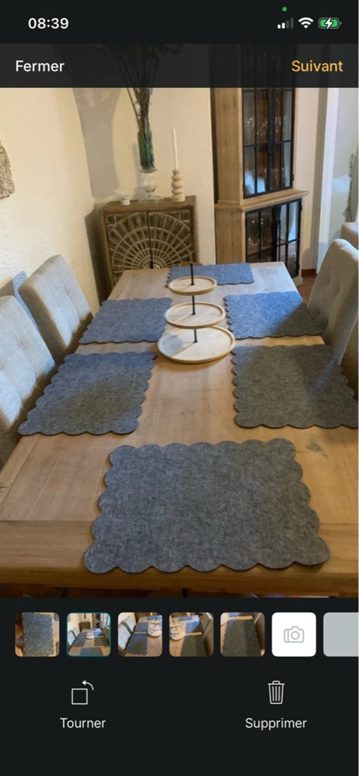 Lot de sets de table gris, 33 × 44 cm aspect feutrine - photo numéro 3