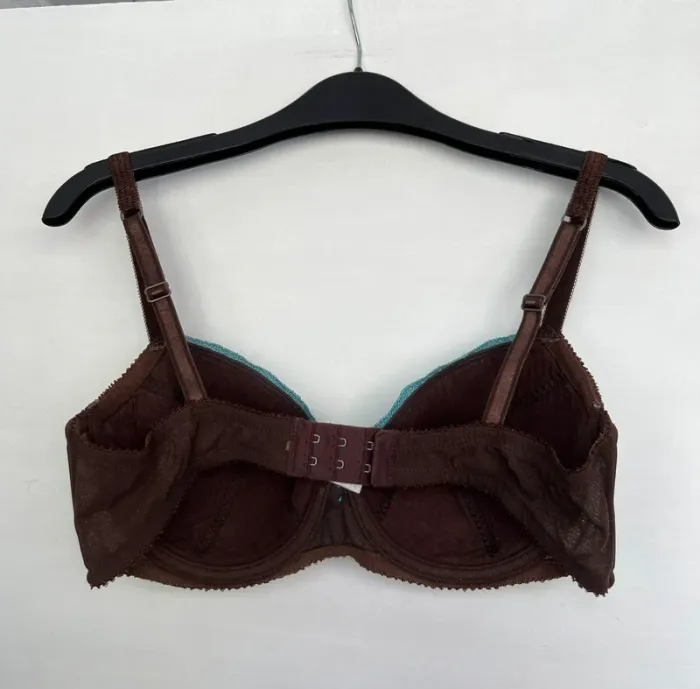 🔹 Ensemble lingerie jungle chic – Marron & broderies vert/bleu – Charlott’ 90C🔹 - photo numéro 2