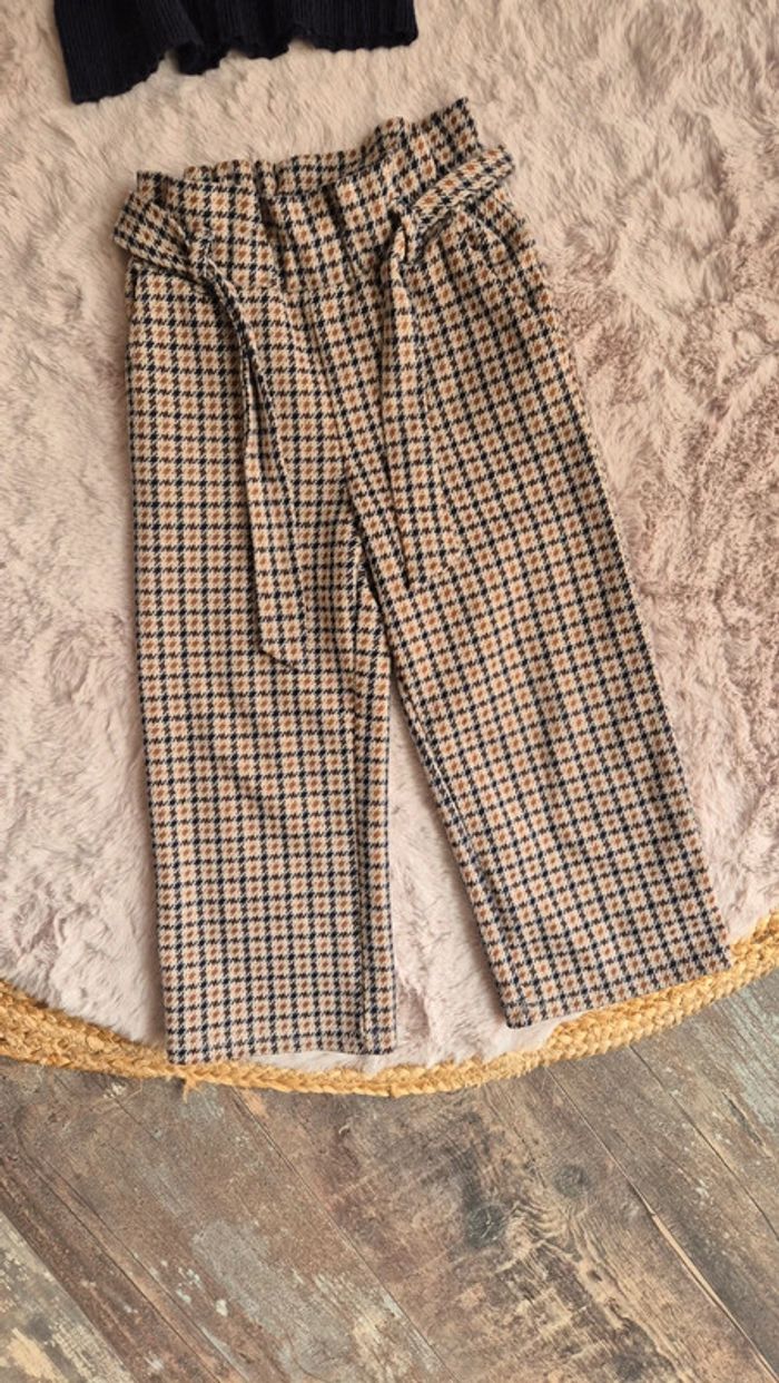 Ensemble pull col roulé bleu marine et pantalon jambe large écossais Kiabi 🐭 4 ans - photo numéro 4