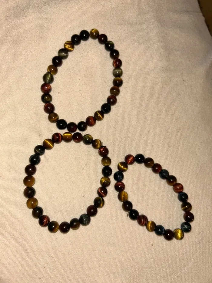 Lot de 3 bracelets œil de tigre neuf - photo numéro 2