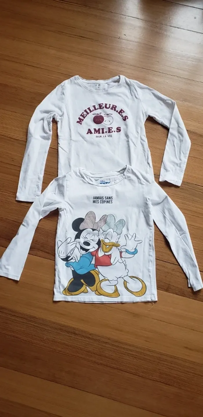 Lot 2 t-shirt manches longues coton amies disney daisy minnie - photo numéro 2