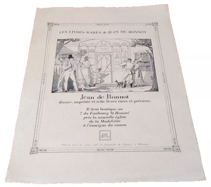 Affiche XXème Jean de Bonnot décore, imprime et relie livres rares et précieux