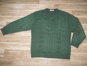 Pull col V vert bouteille Bertrand d'Arley (J-XL)