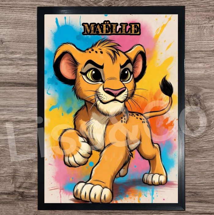 Cadre personnalisé Simba Roi Lion  prénom au choix