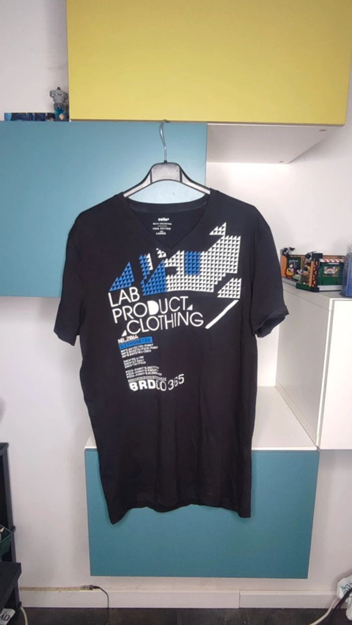 T-shirt noir Celio "Lab Product Clothing" Taille L - Style urbain moderne