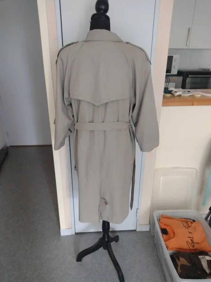 Trench coat manches 3/4 vintage beige gris – taille 36, bon état - photo numéro 2