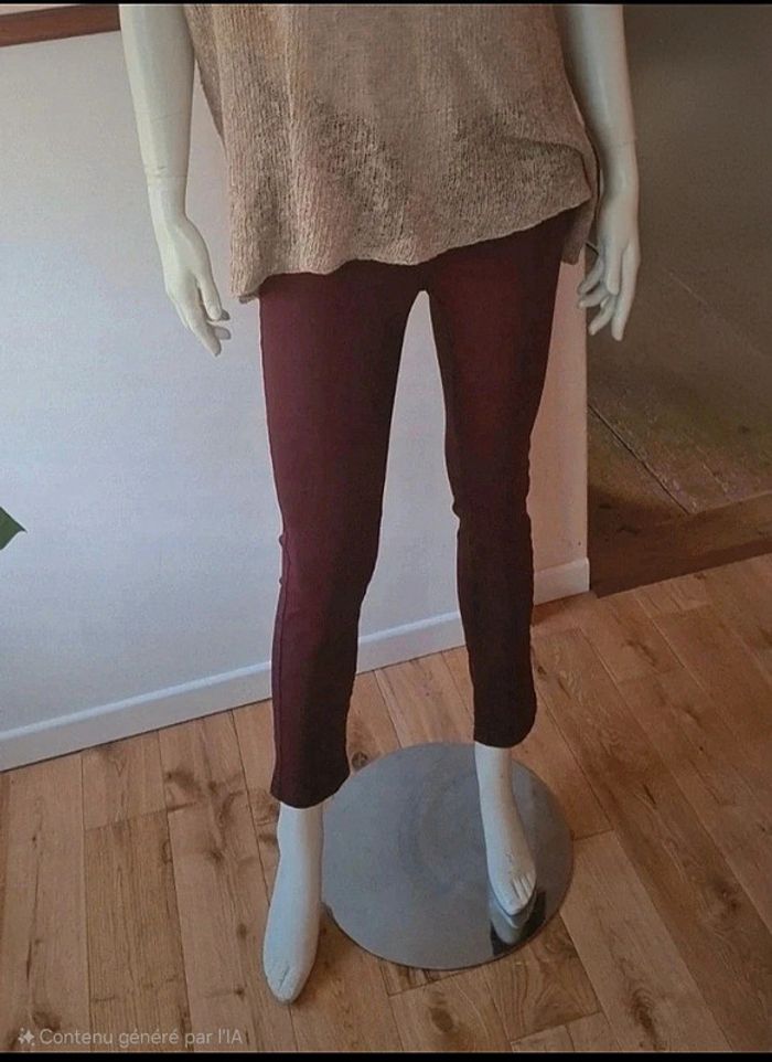 Pantalon enduit 7/8 prune - photo numéro 5