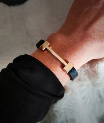 F97 bracelet jonc cuir noir tendance modern