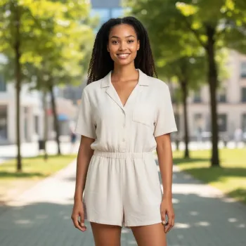 Combishort en lin beige crème taille 36