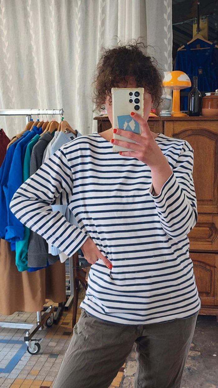 Jolie marinière en coton bleu et blanc - photo numéro 3