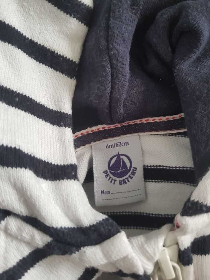 Petit Bateau - Gilet à capuche - Fermeture zippée - Marinière - photo numéro 5