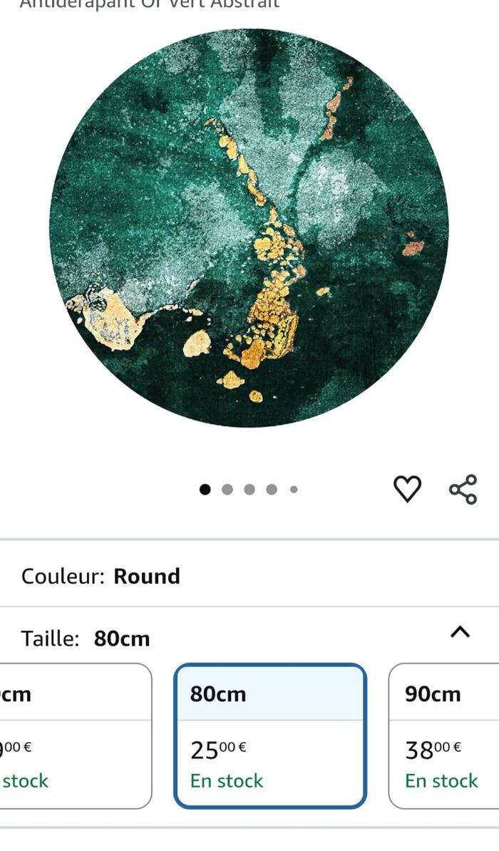 Neuf tapis 80 cm effet marbre or et vert - photo numéro 4