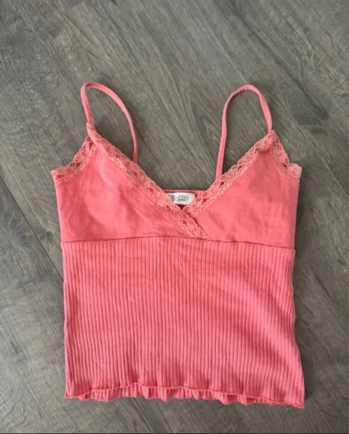 Débardeur top rose corail Pimkie vintage XS ou 34
