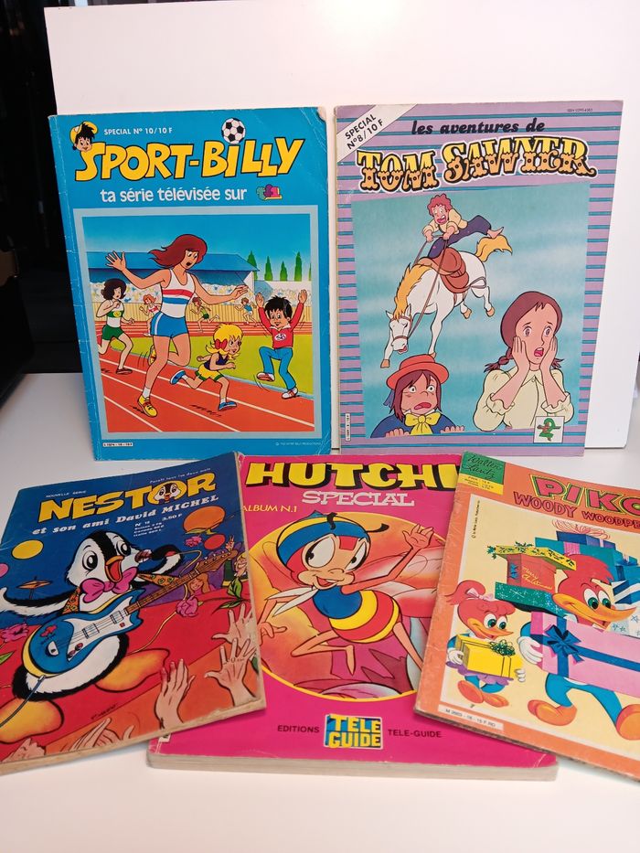 Lot de livres vintage année 80 tom Sawyer, Nestor, sport billy, hutchi, Woody woodpecker