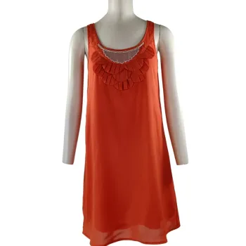 Robe Orange été, avec sequins Robe fluide sans manche - See you soon - Taille S A1121