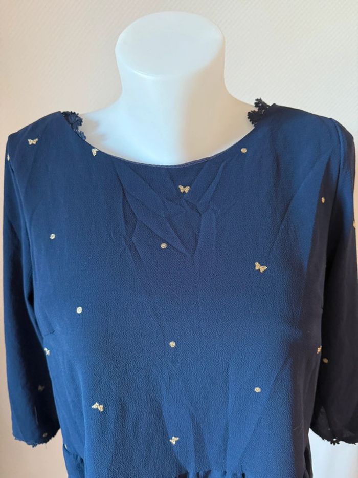 Blouse bleu marine dos nue en très bon état season taille S - photo numéro 3