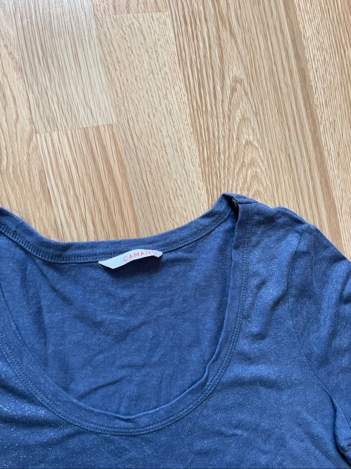 T-shirt paillettes bleu - photo numéro 2
