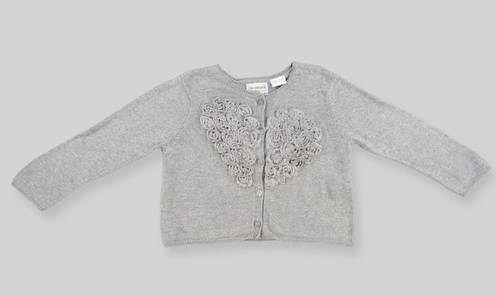 Gilet cardigan tricot gris fleurs Zara 12 – 18 mois 86 cm fille - photo numéro 2
