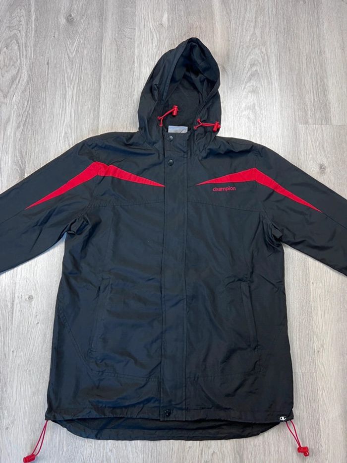 Veste à capuche vintage Champion Noire et Rouge Taille M - photo numéro 6