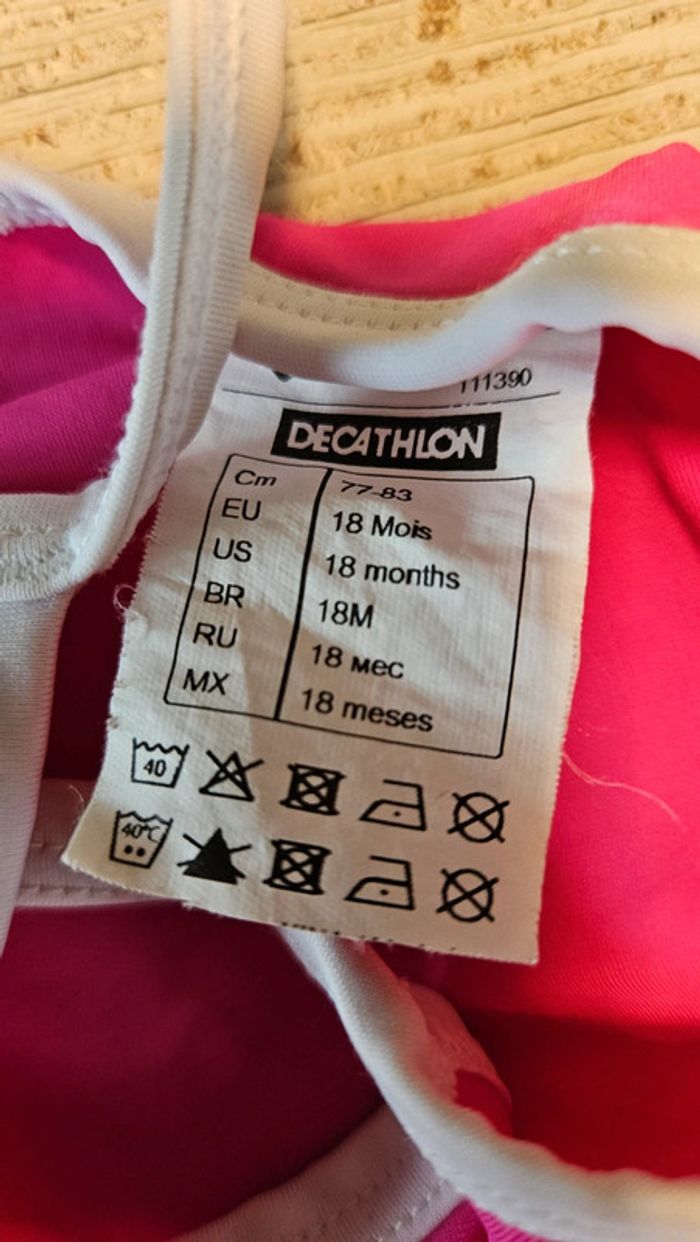 Maillot de bain 1 pièce fille, fushia, Decathlon, 18 mois, nickel - photo numéro 4