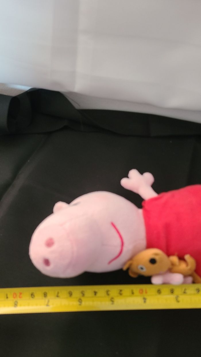Doudou cochon rose rouge avec chien PEPPA PIG - photo numéro 3