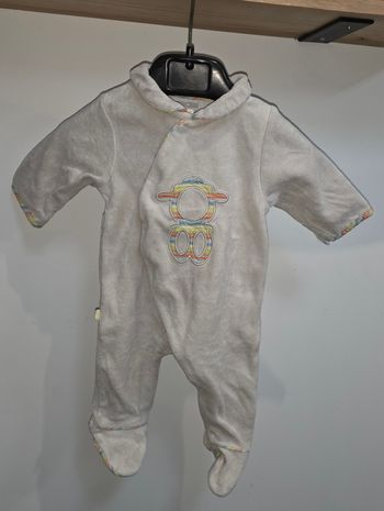 Pyjama velours une pièce gris 1 mois