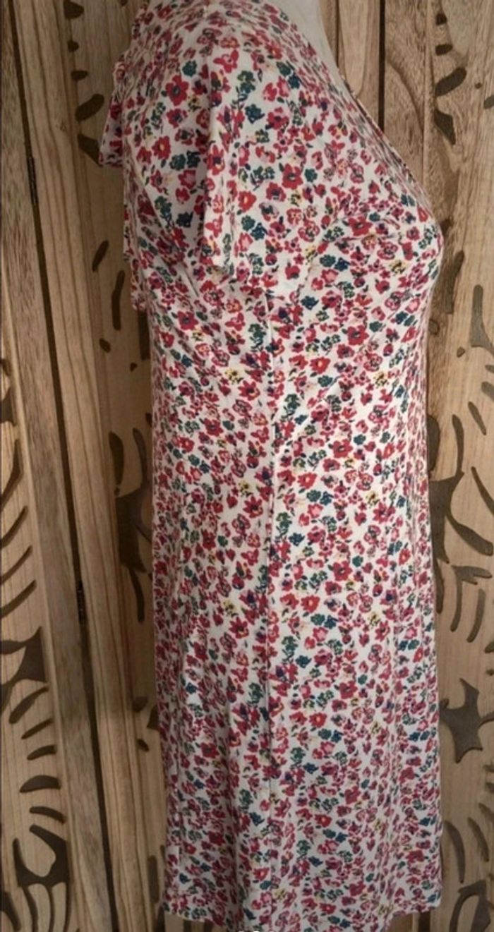 Robe col V fluide imprimée fleurie - photo numéro 4